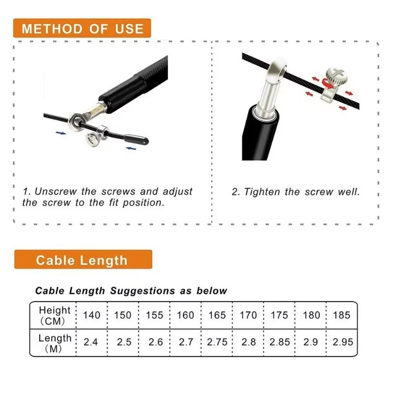 1PCS Jump Rope Ultra-Speed Skipping Rope Steel Wire Jumping Ropes for Boxing Gym Fitness Training 3 Meters Adjustable Speed Gym